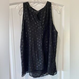 Adrienne Vittadini Black Sleeveless Dot Top